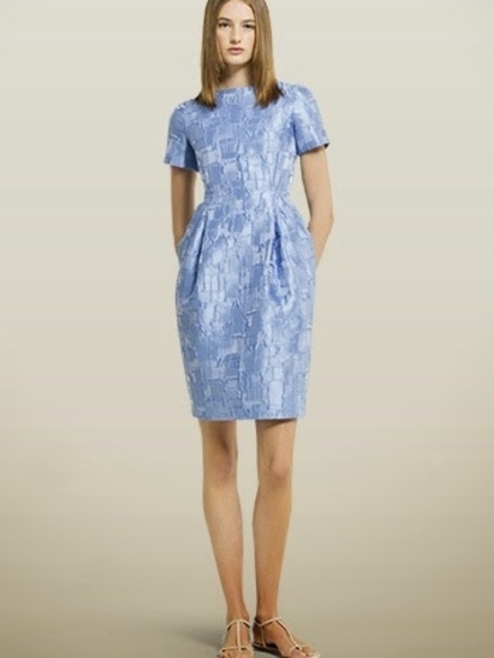 Carolina Herrera Dresses & Skirts - Carolina Herrera Powder Blue Textured Short-Sleeve Sheath Dress